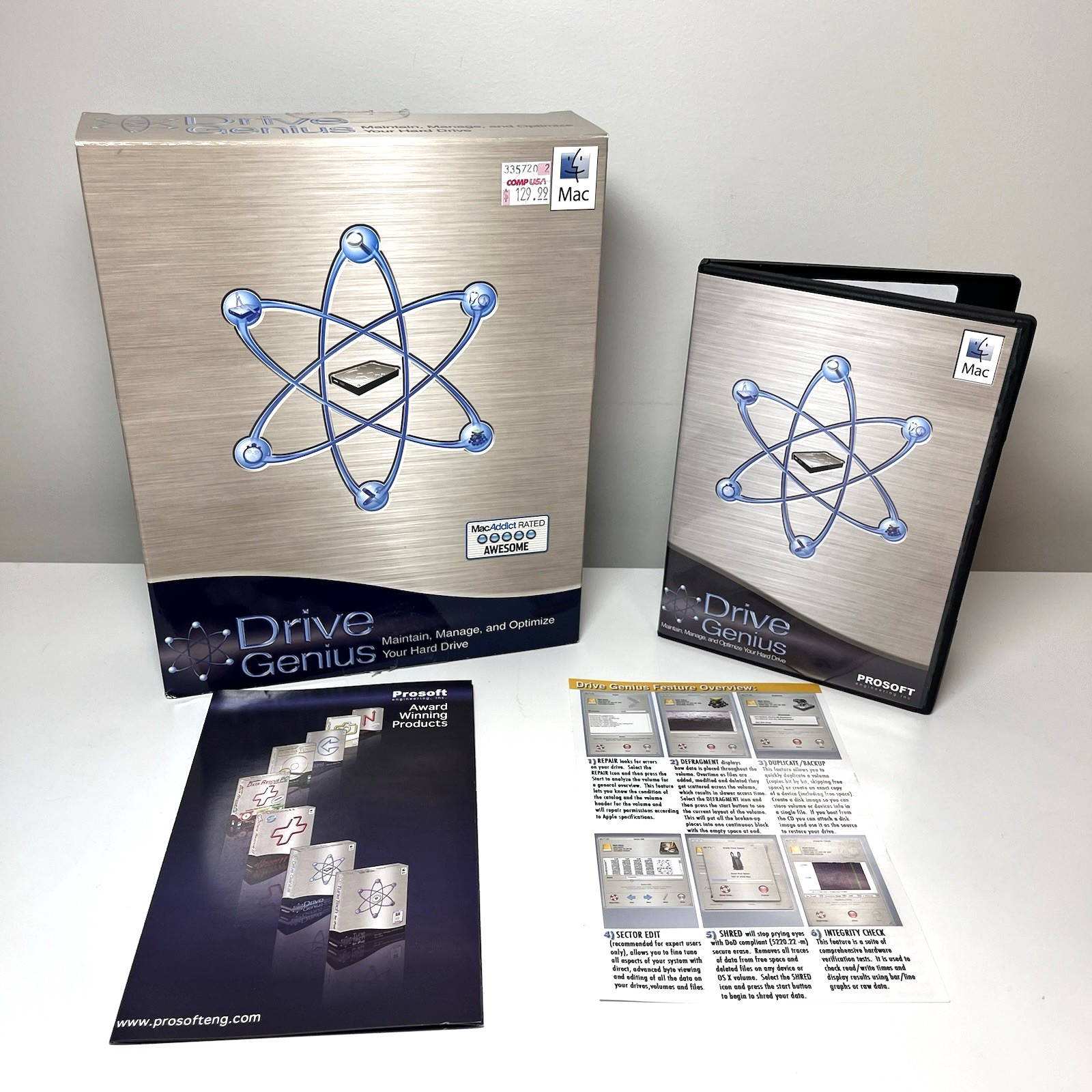 PROSOFT Drive Genius for Mac Apple Retail Big Box CD-ROM w Serial – OS 10.2 & UP