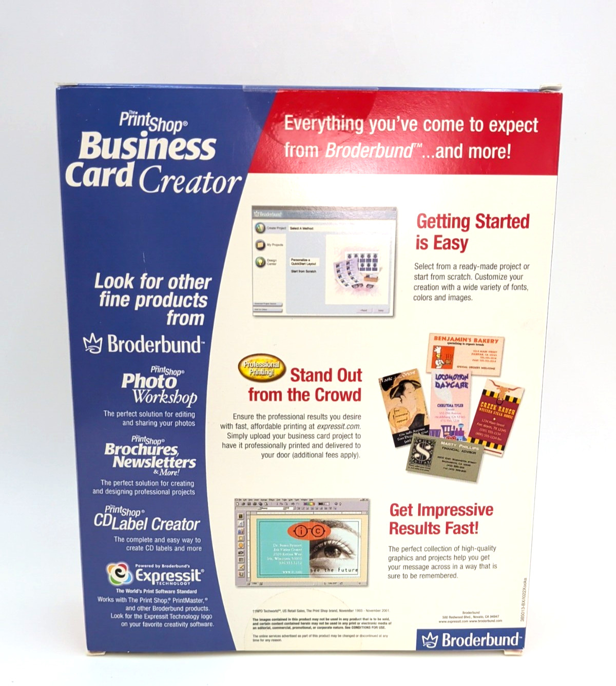 VTG Broderbund Print Shop Business Card Creator CD-ROM Windows Home Graphics NIB