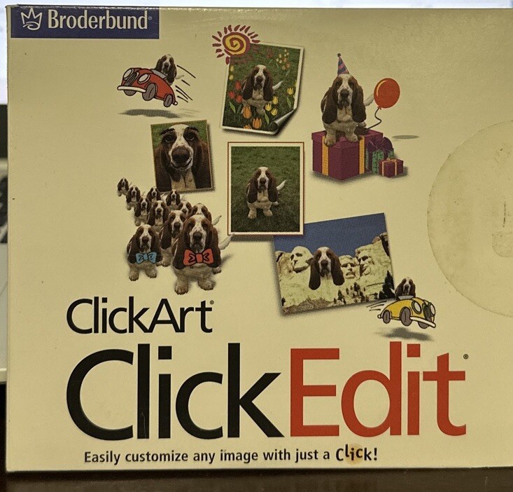 Broderbund ClickArt Click Edit 3-Disk Set 50,000 ClickArt Images 1999 READ