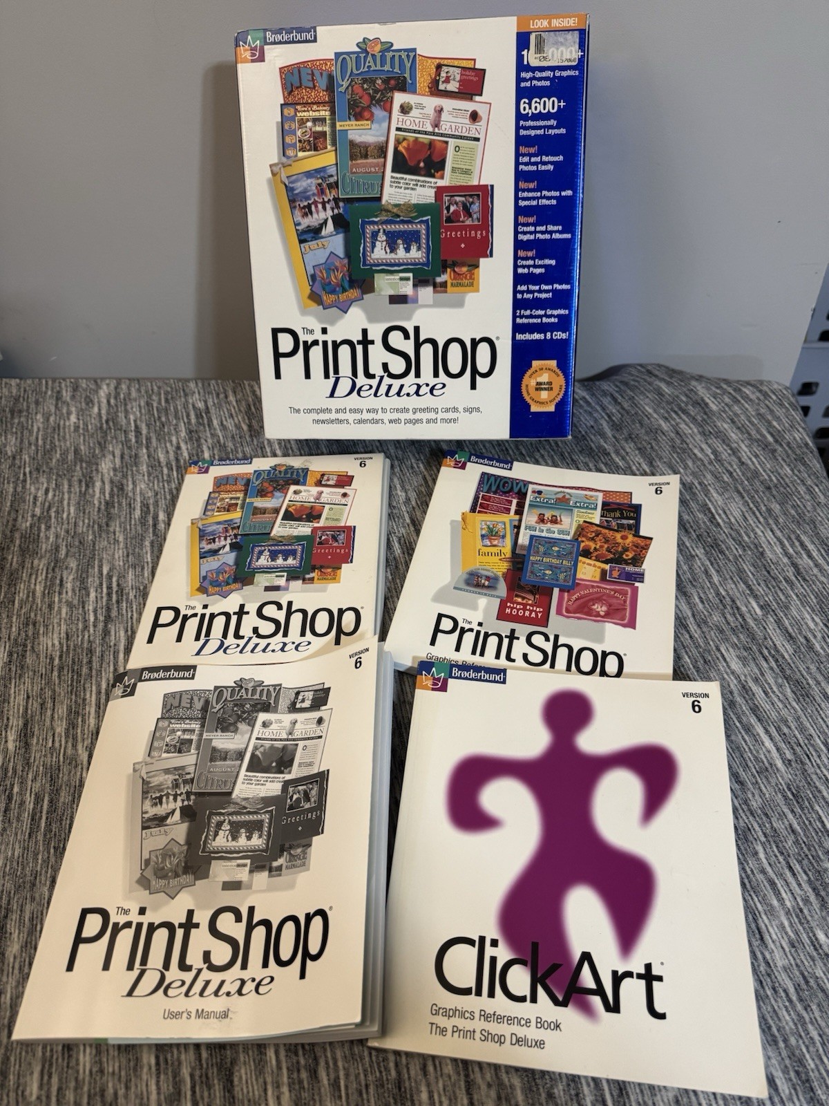 BRODERBUND THE PRINT SHOP DELUXE Version 6 (1998, Windows) Set with 8 CD