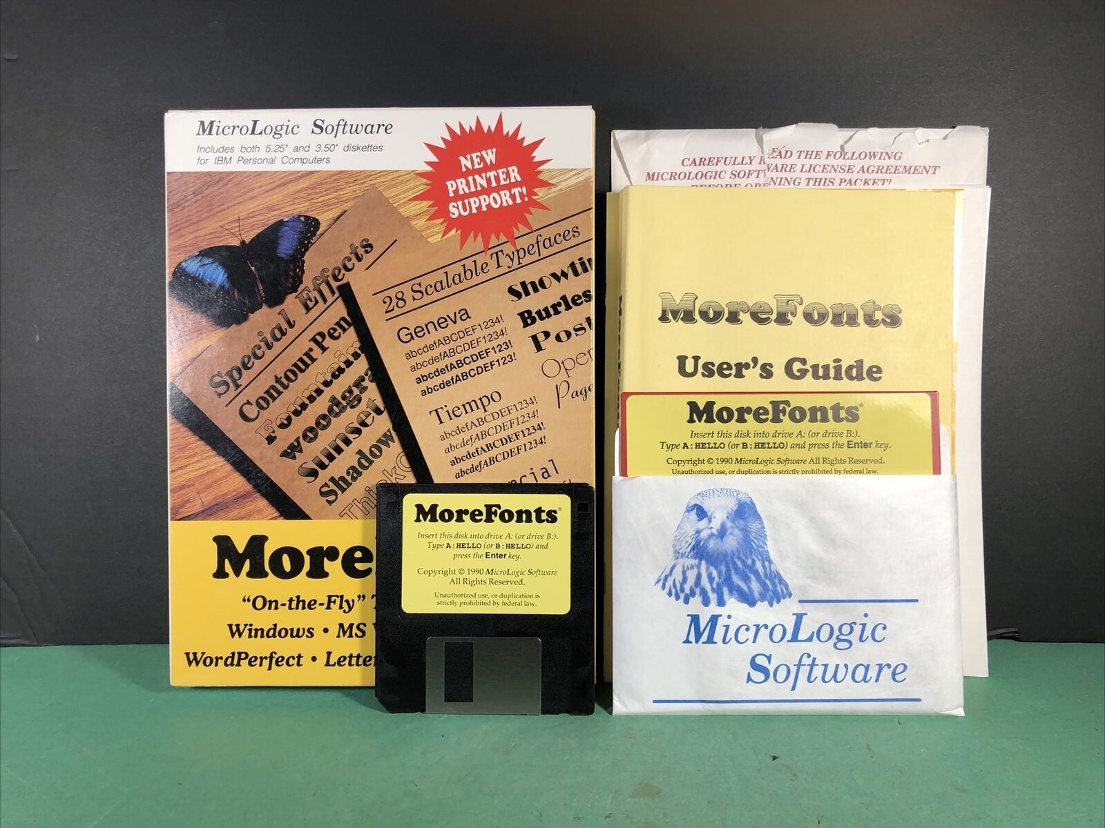 VTG Software | More Fonts | MicroLogic 1991 | Manual, 3.5″ & 5.25″ Disks W/ Box