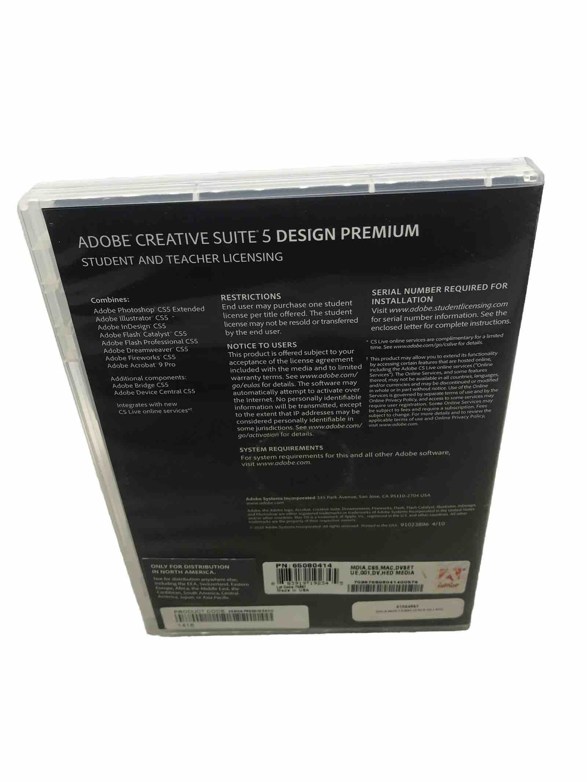 Adobe Creative Suite 5 Design Premium For MAC OS Student & Teacher 3 Disc