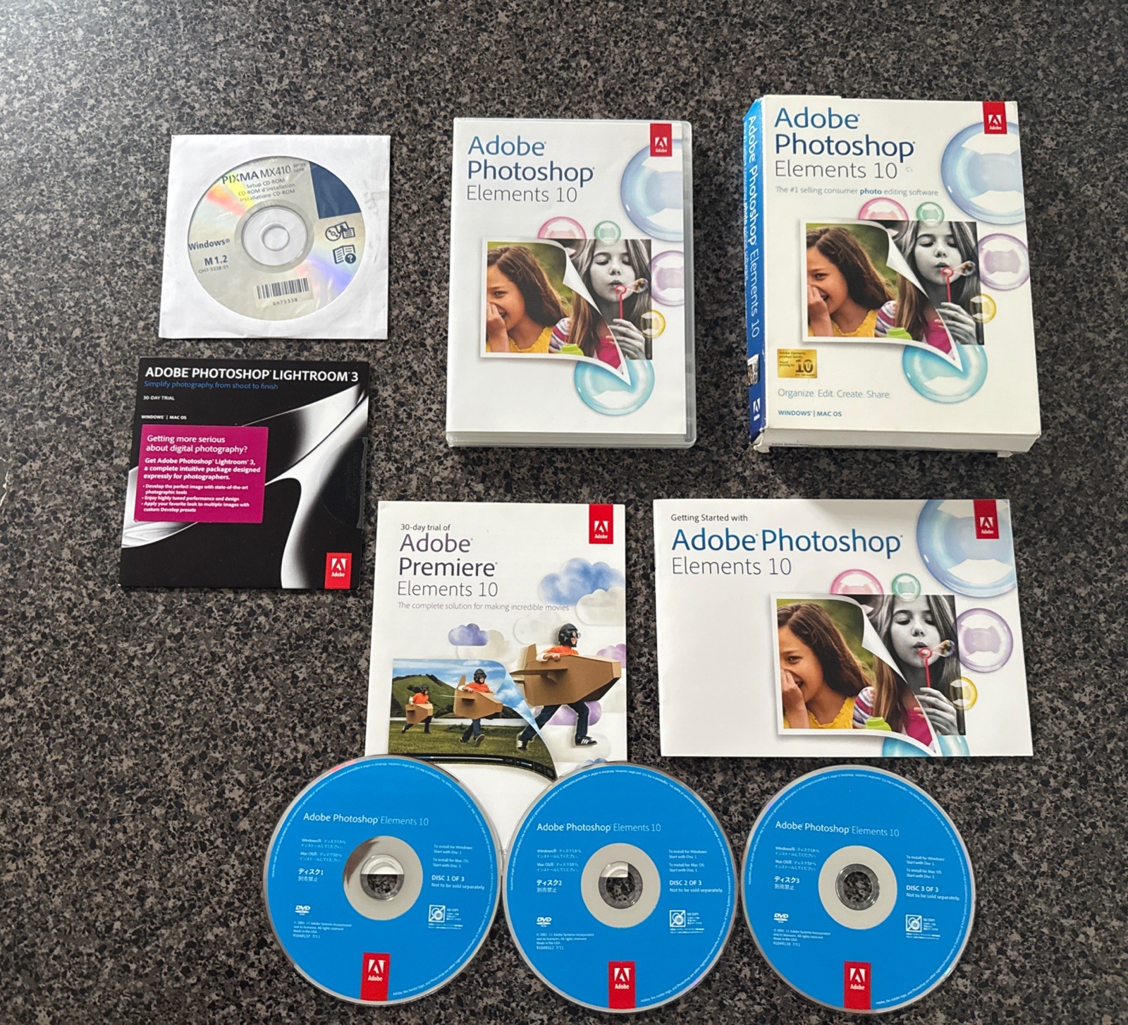 Adobe Photoshop Elements 10 for PC & MAC OS w/ Serial Number & All Inserts Used