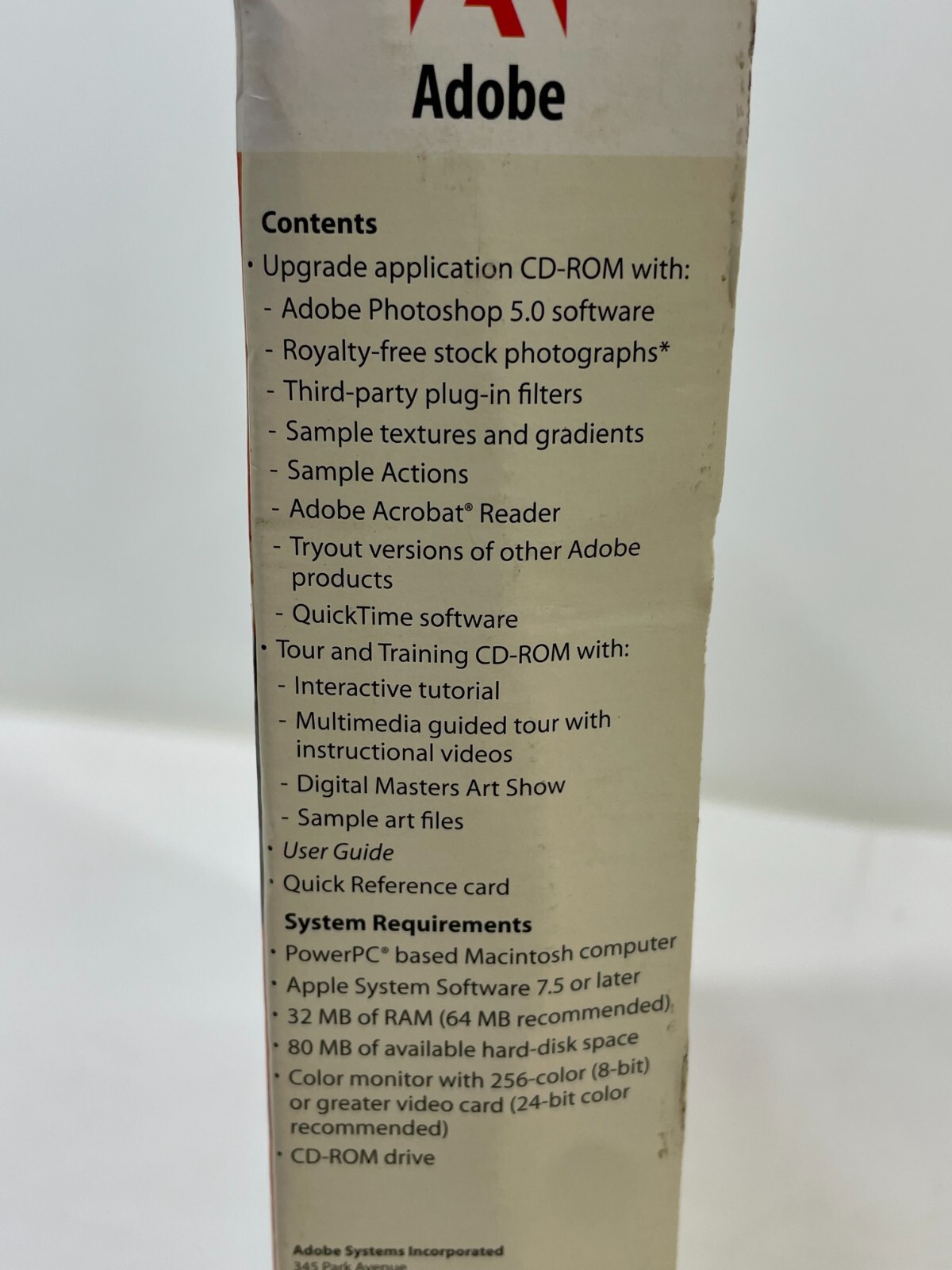 Vintage 1998 Adobe Photoshop 5.0 UPGRADE Apple Mac Macintosh CD-ROM Software