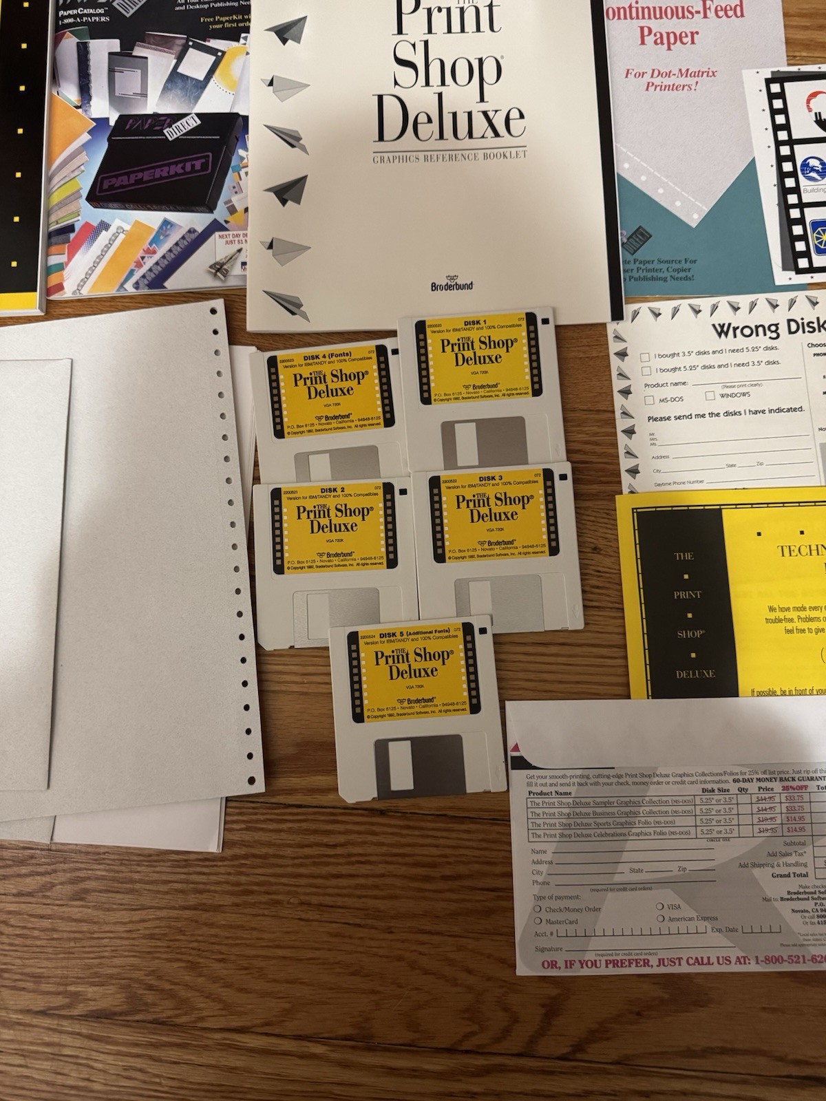 The Print Shop Deluxe 1992 IBM Tandy 5 Disk Set w Manuals Vintage / Untested A3