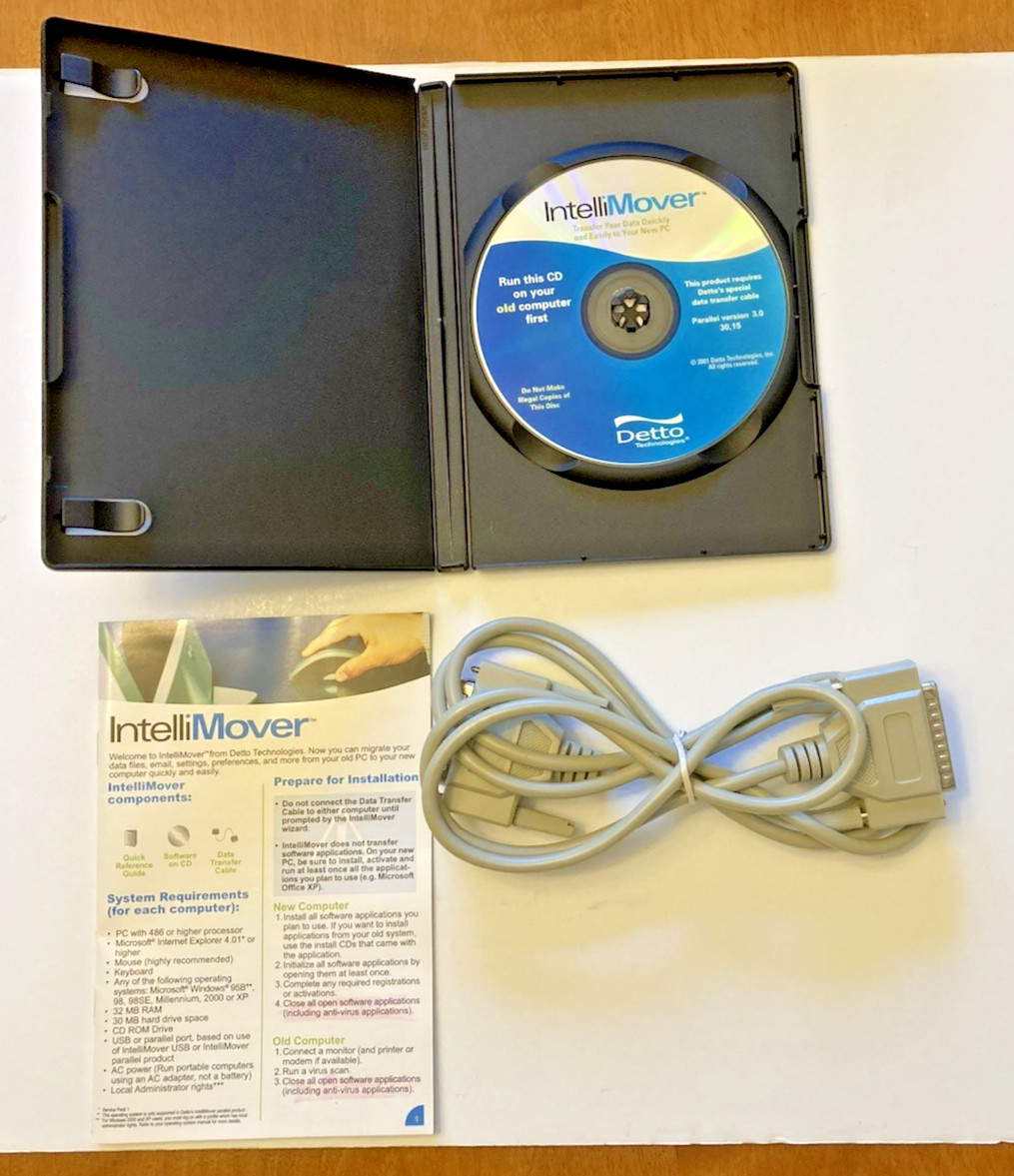 INTELLIMOVER V3.0 by Detto -PC Data Transfer Kit-USB or Parallel File Transfer