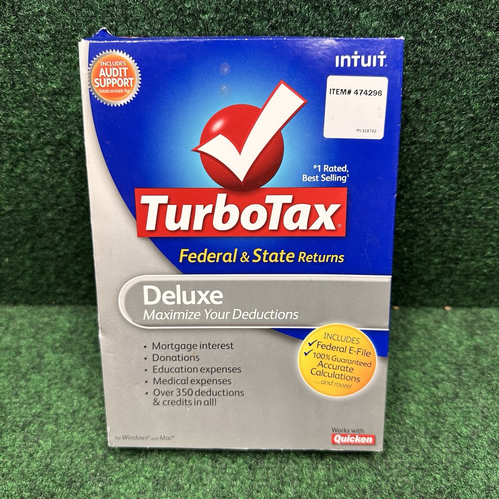 2009 TurboTax Deluxe Federal + State Maximize Deductions Case and CD Back Taxes