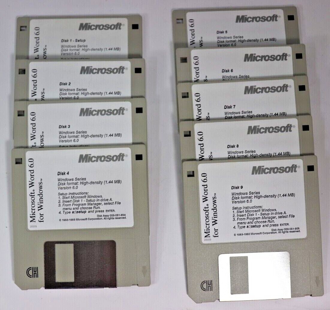 Microsoft OFFICE WORD 1993 BIG BOX Set Disks No.53438 VTG Computer Software (G1)