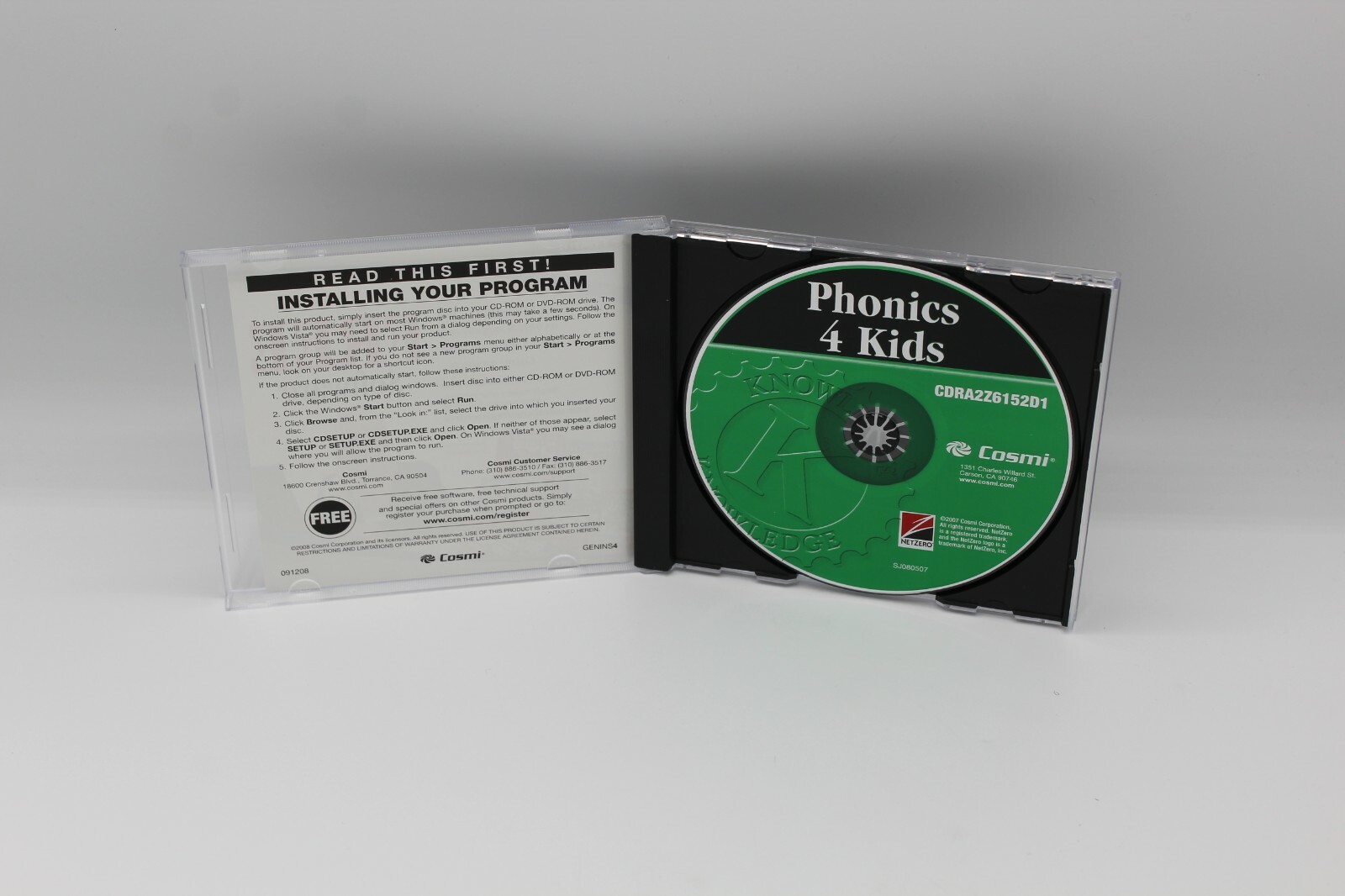Vintage Phonics 4 For Kids Children Cosmic PC Software Windows 98/2000/XP CD-ROM