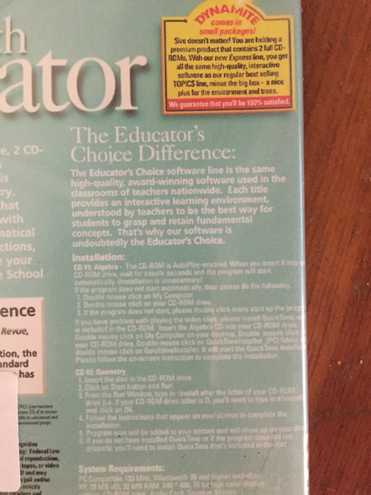 Software PC Middle School Math Excelerator 2CD Cardboard Jewel