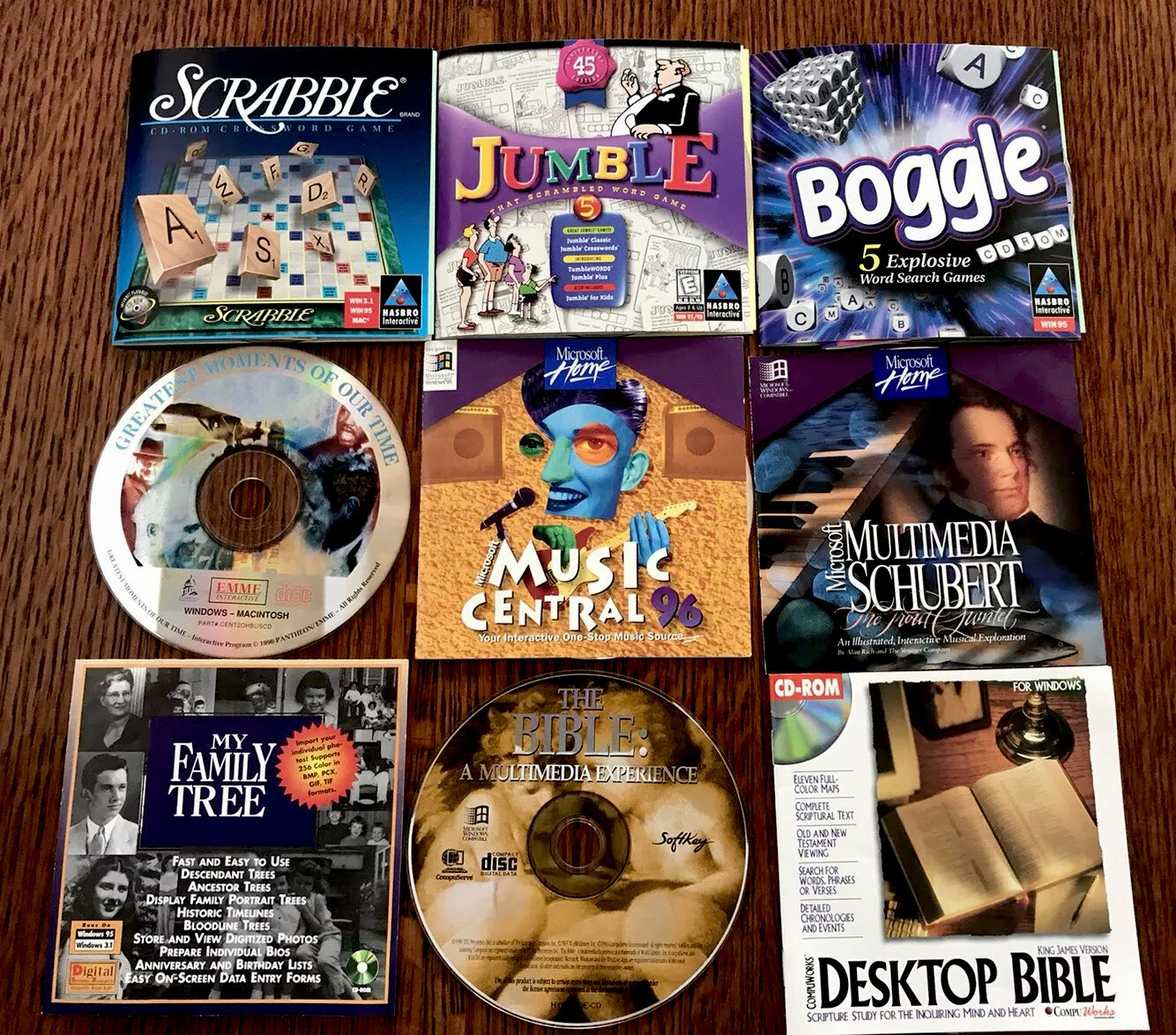 9 Vintage Windows Scrabble, Music Central, Jumble, Boggle, Family Tree & More