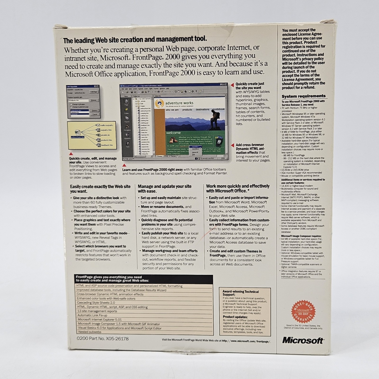 Vintage Microsoft FrontPage 2000 W/ Original Box, Booklets And Software