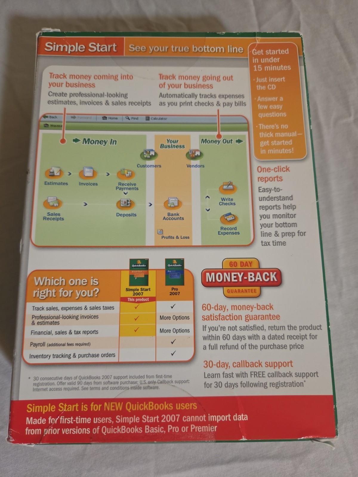 QuickBooks Simple Start 2007 Desktop Software CD Manual License Key Included