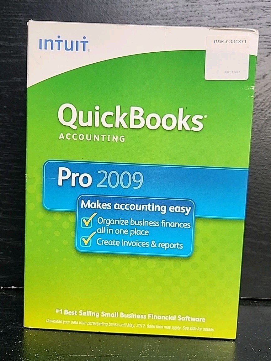 Intuit Quickbooks Accounting Desktop Pro 2009 for PC Window XP ~ NEW / OPEN BOX
