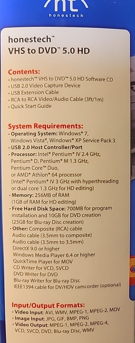 Honestech Technology VHS To DVD Video Conversion Solution