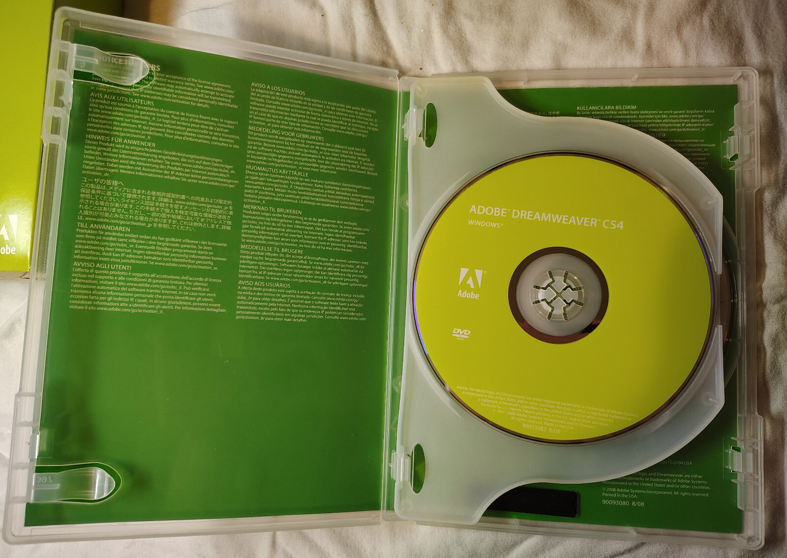 Adobe Dreamweaver CS4 Education Version for Windows and Mac OS DVDs w/Serial No.