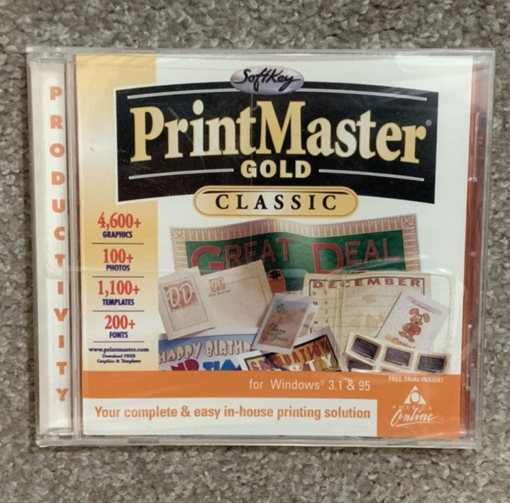 Printmaster Gold Classic PC Version Windows (PC CD-ROM, 1998) Brand New, Sealed