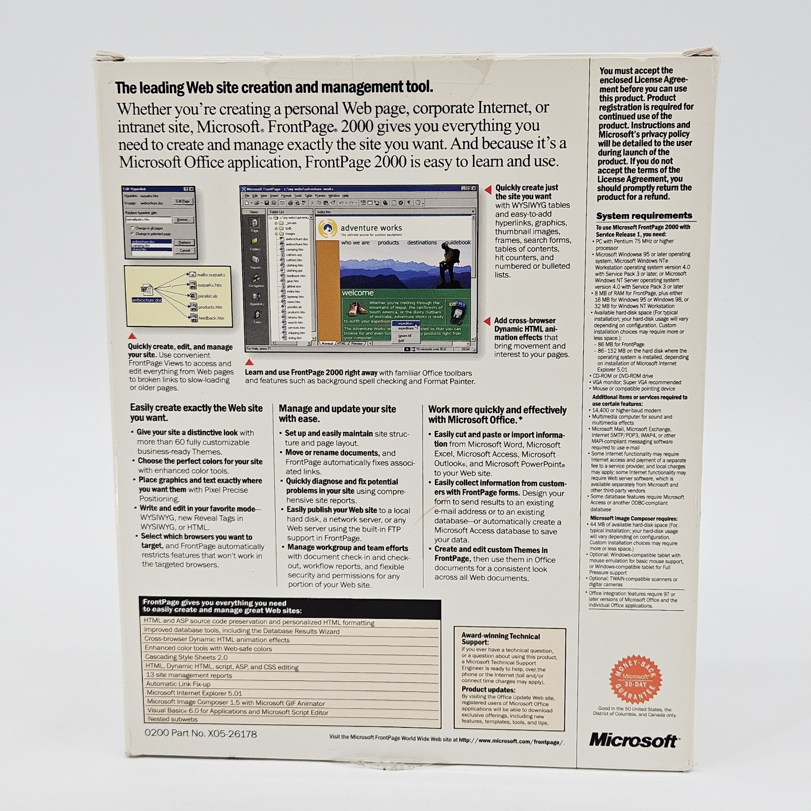 Vintage Microsoft FrontPage 2000 W/ Original Box, Booklets And Software