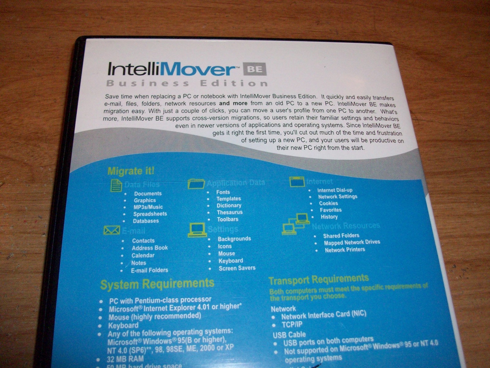 IntelliMover Business Edition BE Smart About PC Migration CD ROM Older Version