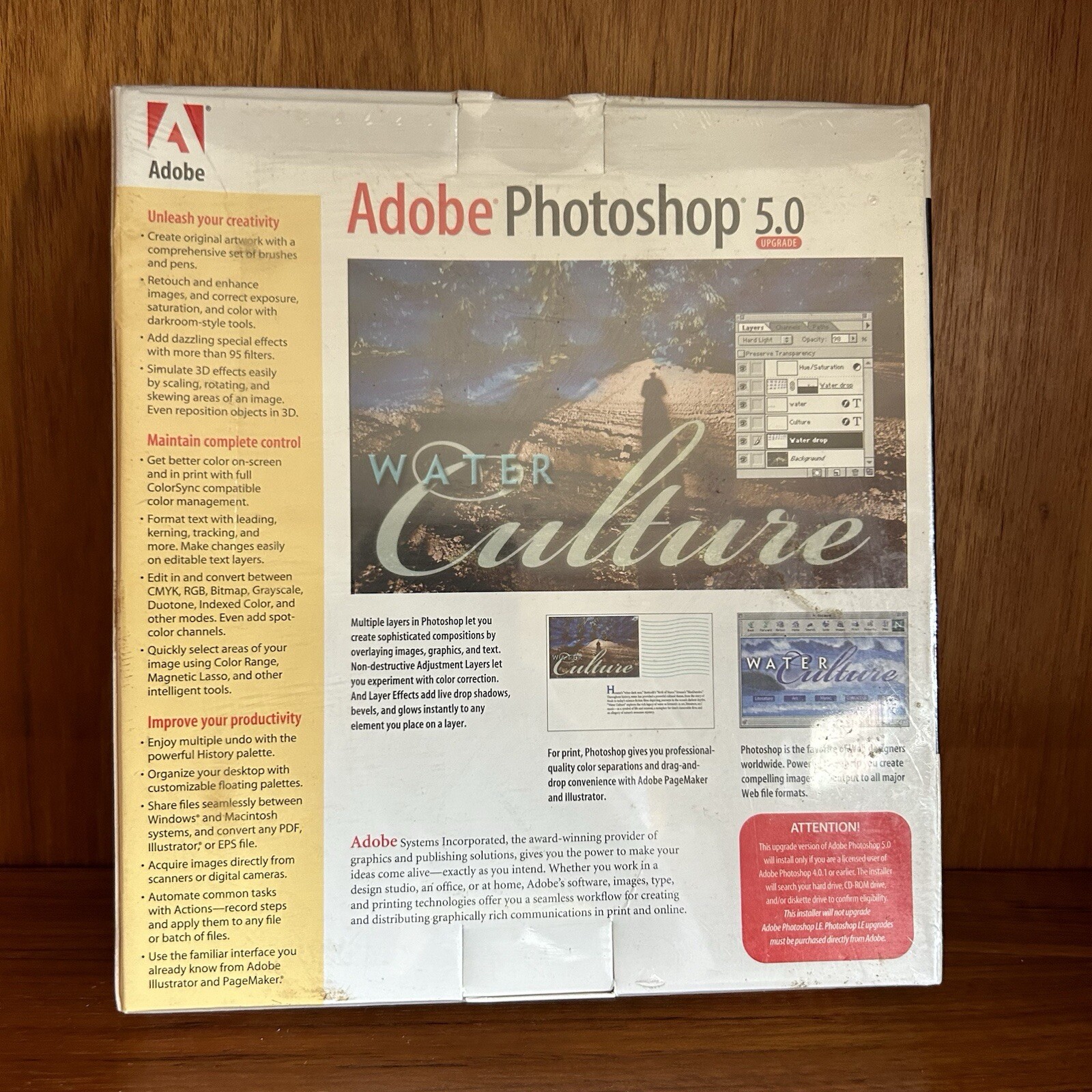 Vintage 1998 Adobe Photoshop 5.0 UPGRADE Apple Mac Macintosh CD-ROM Software