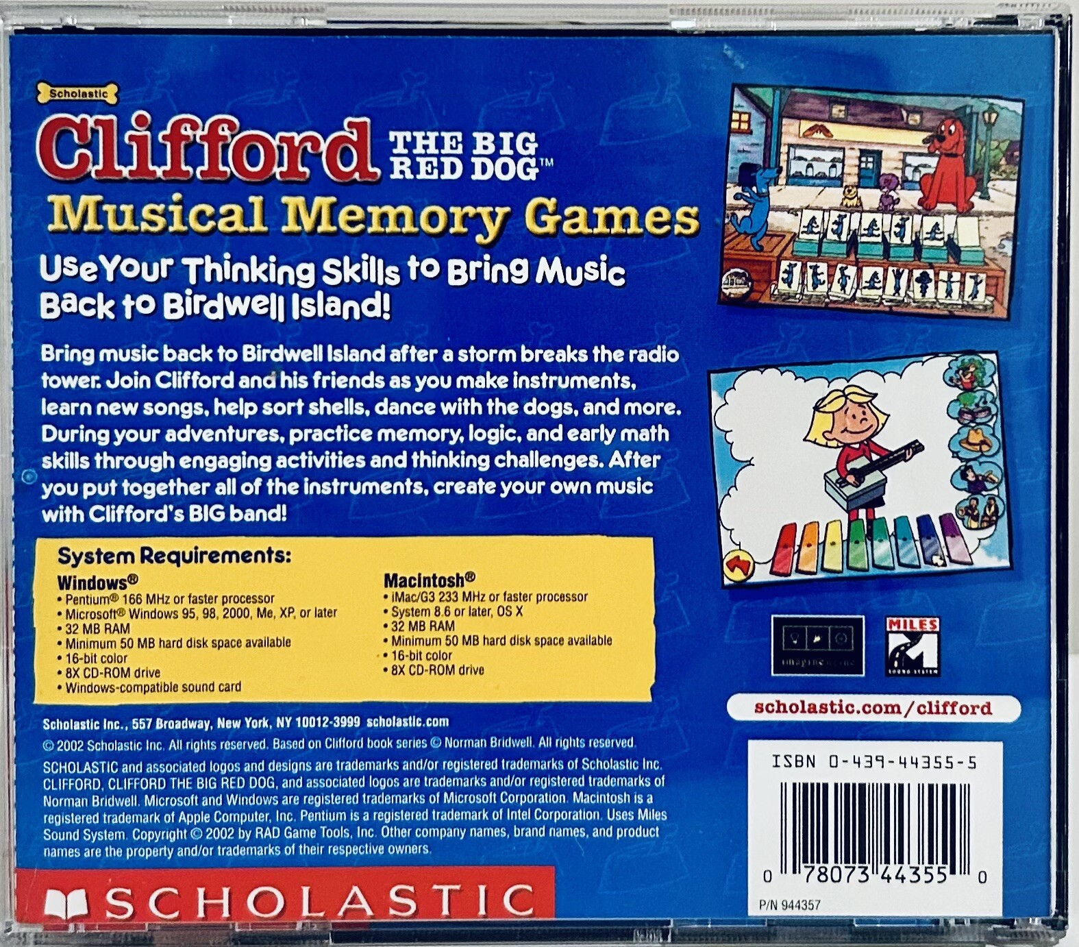 Scholastic Clifford The Big Red Dog Musical Memory Game (PC/Mac 2002) PBS*GR1