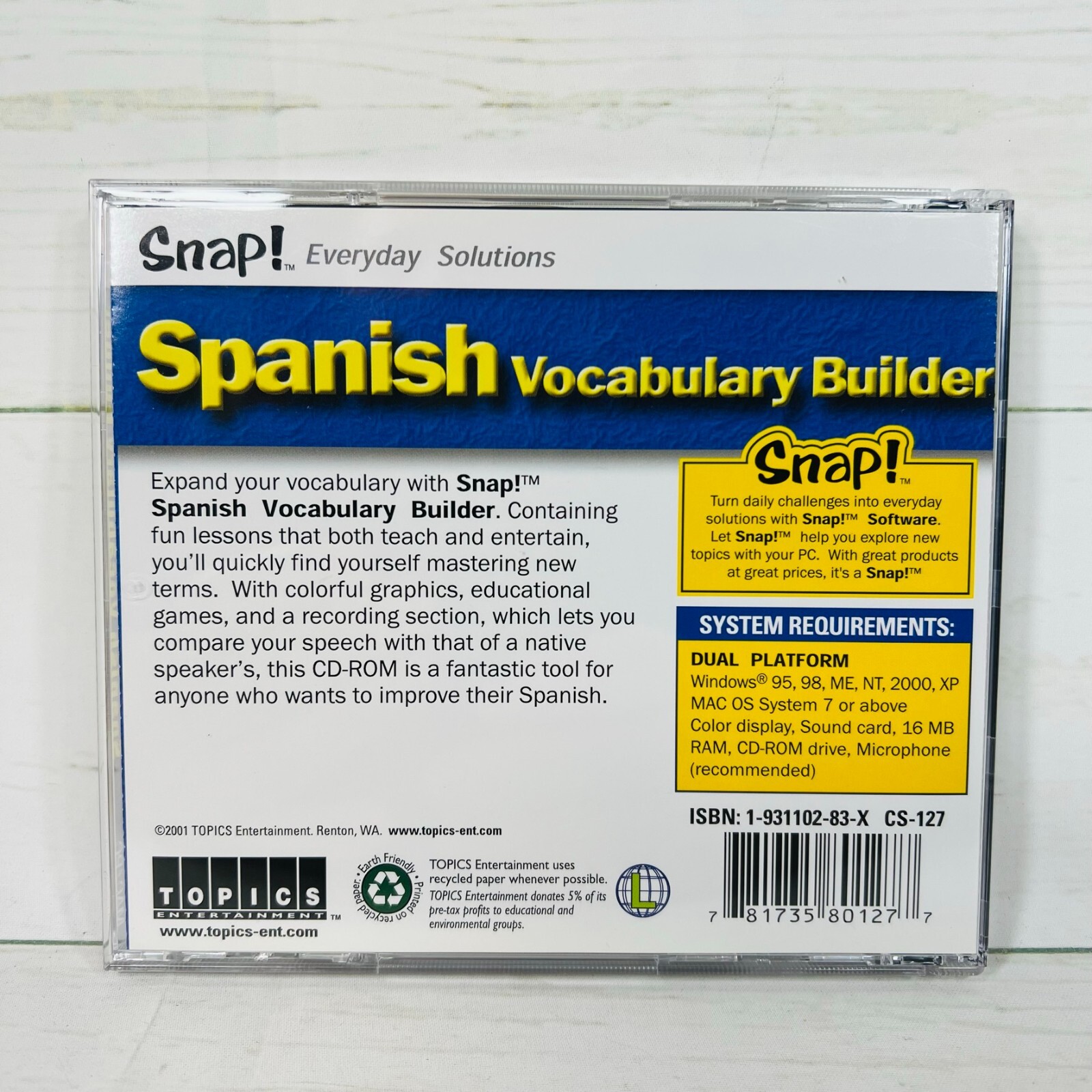 SNAP! Spanish Vocabulary Builder Digital Platform Windows 95 , MAC/ PC!!
