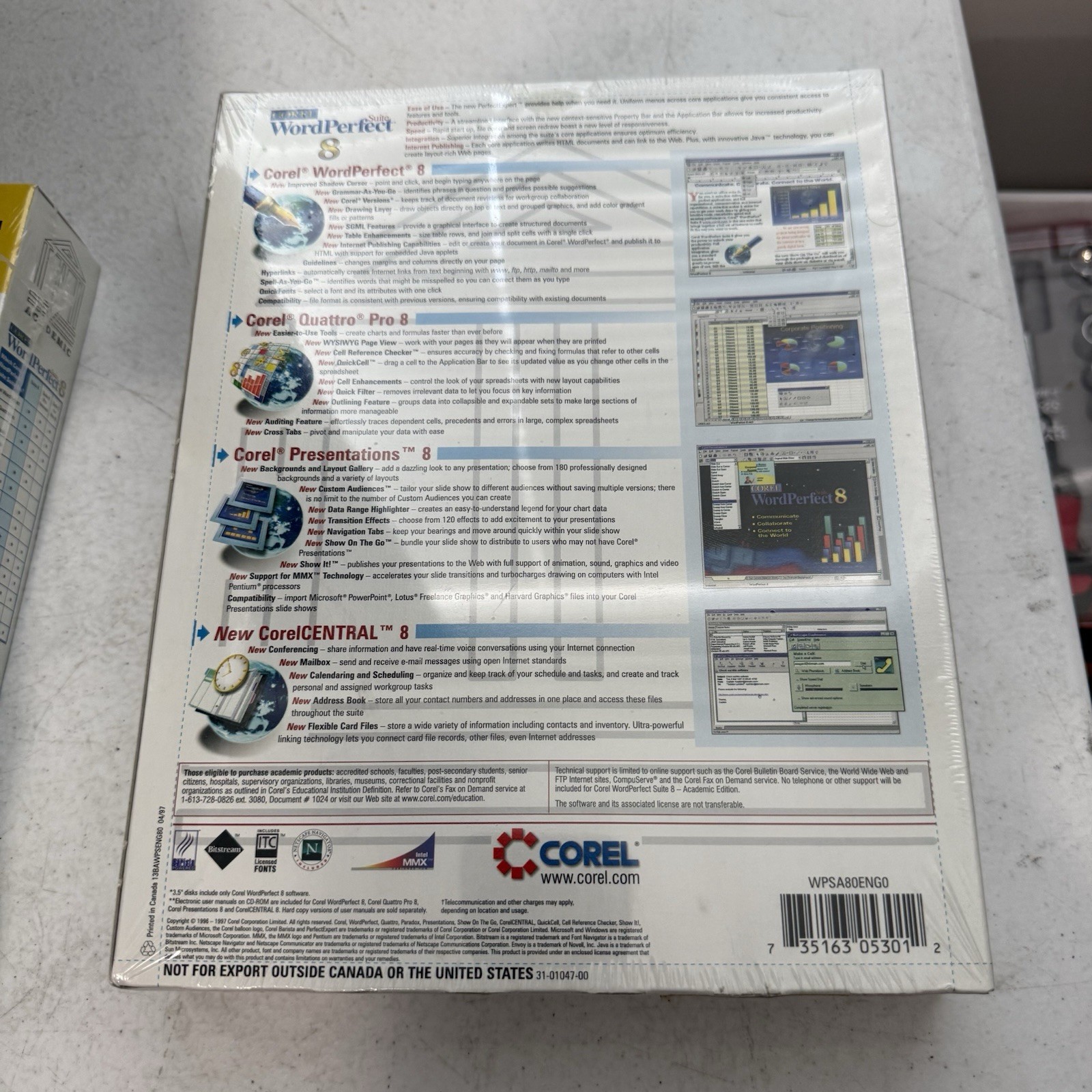 Corel WordPerfect Suite 8 Standard New in Box Academic