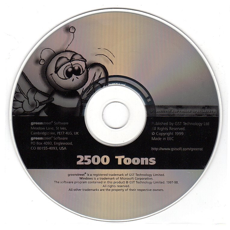 2500 Toons (PC-CD, 1999) for Windows 3.1/95/98/NT – NEW CD in SLEEVE
