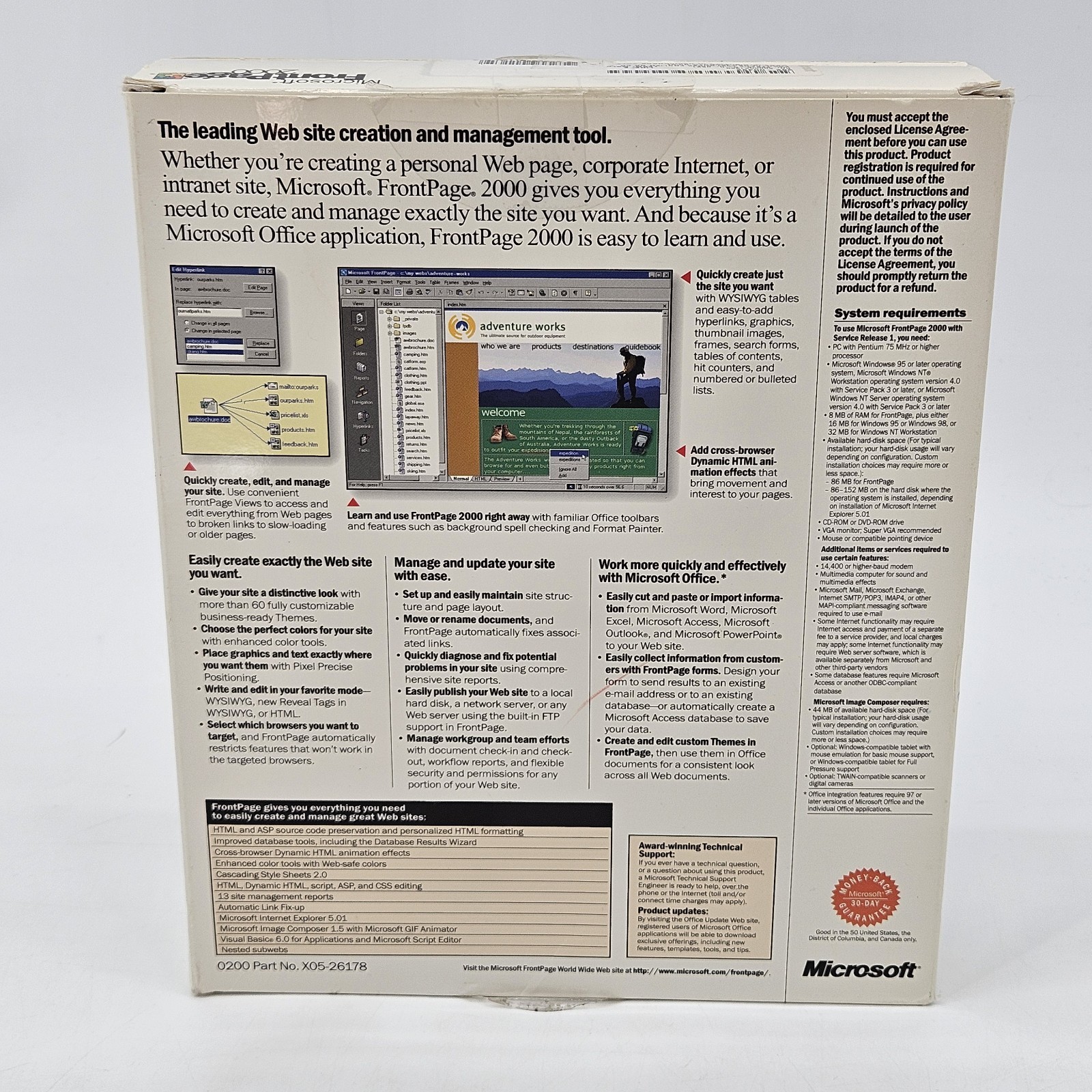 Vintage Microsoft FrontPage 2000 W/ Original Box, Booklets And Software