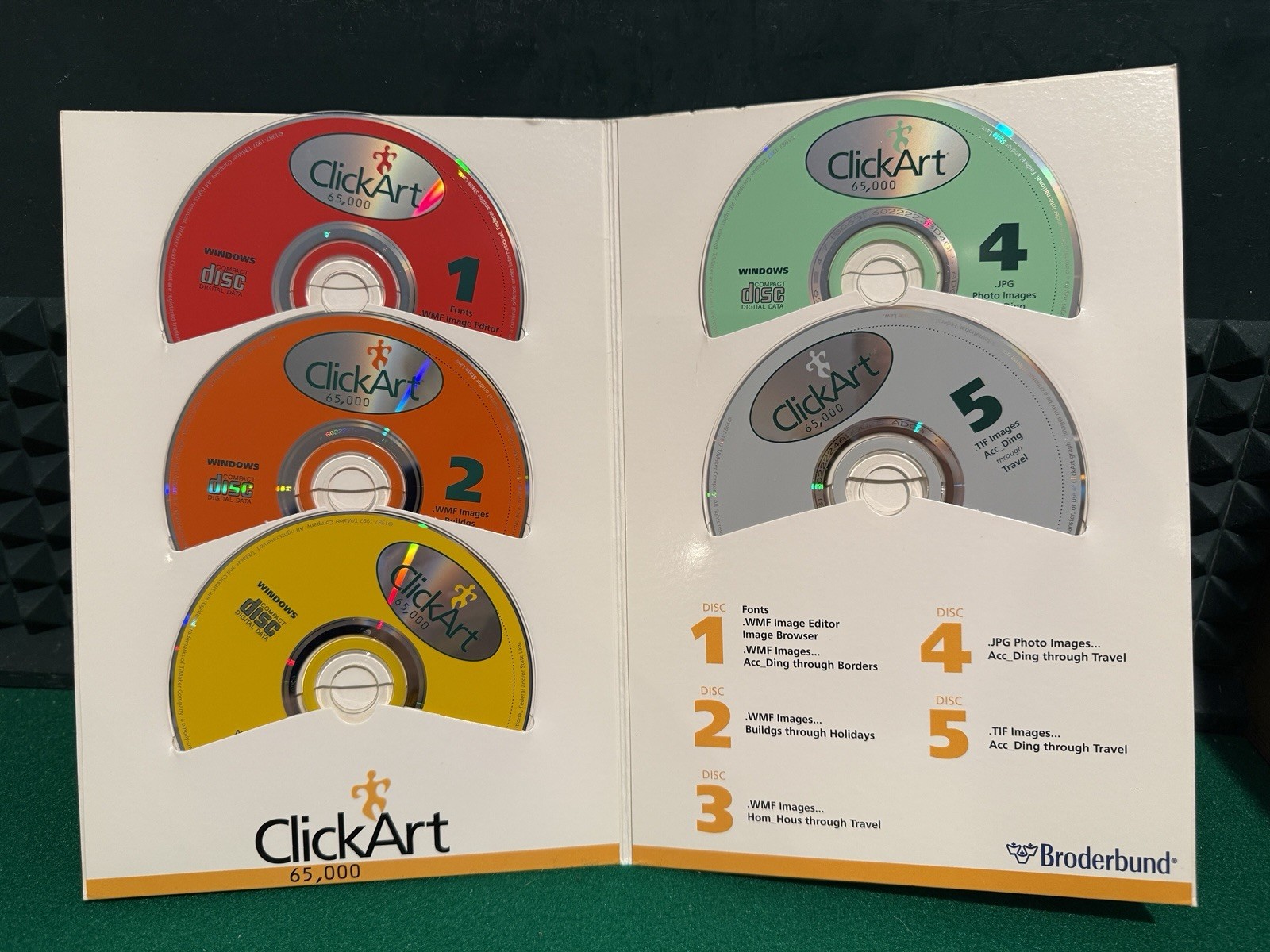 ⬆️ Broderbund ClickArt 65,000 5 CD-ROM’s Windows 95 Vintage Graphic Software