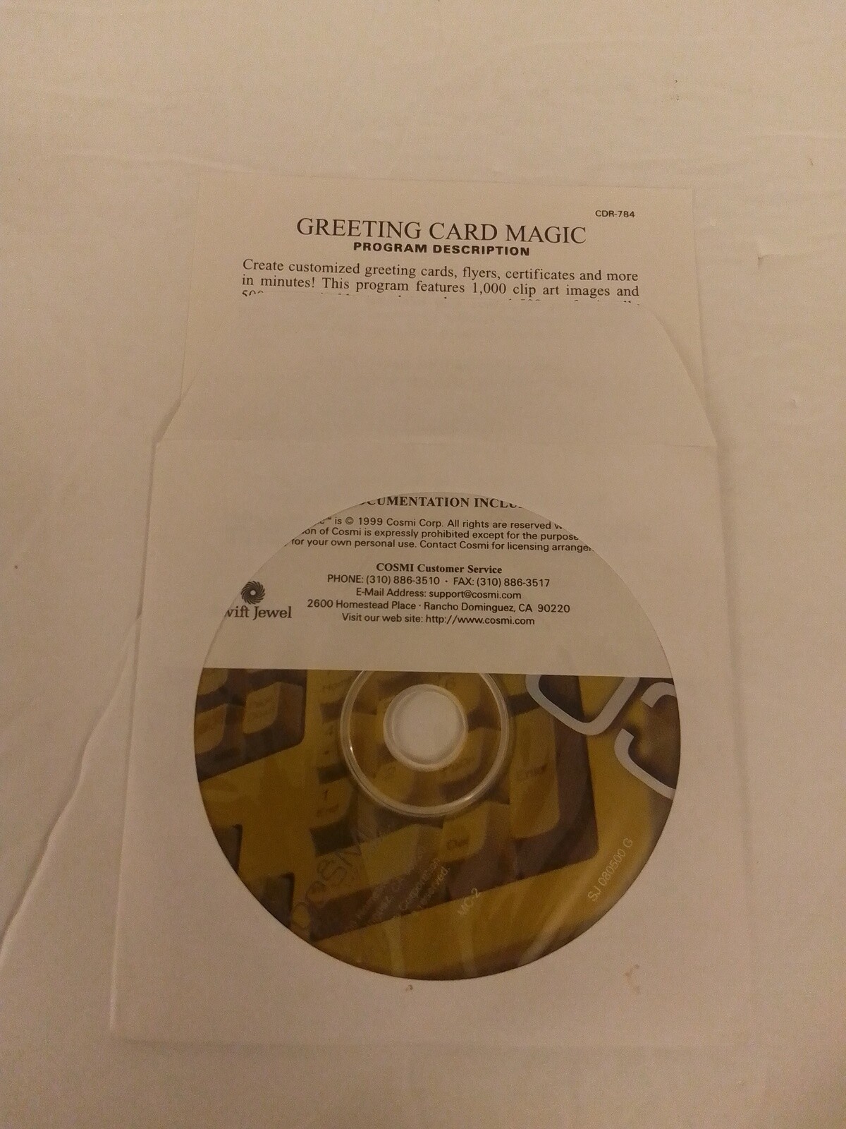 COSMI Greeting Card Magic CD-ROM For Windows 95 to XP CD-ROM In Paper Sleeve