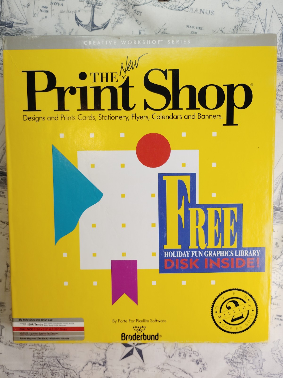 The New Print Shop 1991 PC DOS 3.5″ & 5.25″ Floppy Big Box Software Broderbund