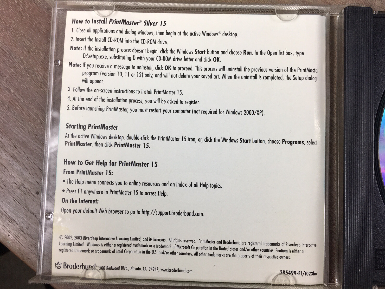 PRINT MASTER SILVER 15 : CD-ROM PC WIN 98/ME/2000/XP