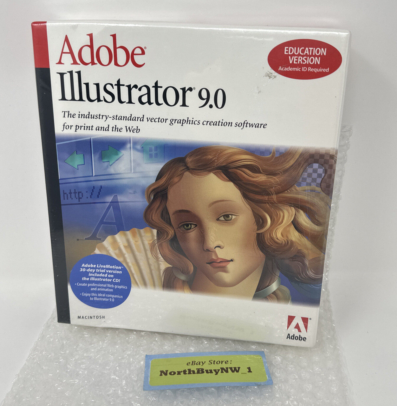 *NEW* ADOBE ILLUSTRATOR 9.0 Macintosh MAC Education PN: 16001032 FACTORY SEALED