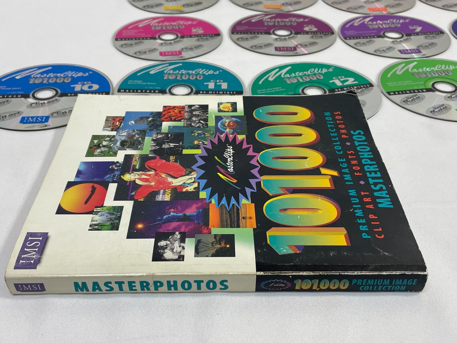 Vintage 1997 IMSI MasterClips 101,000 MasterPhotos CD Disc 1-14 + Book Macintosh