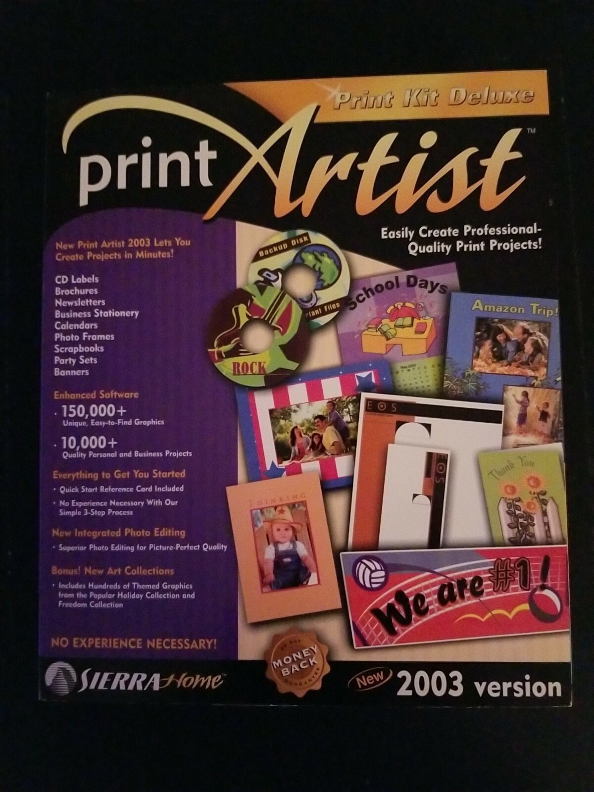 Print Artist PC CD 2003 Version Sierra Home. Big box. New in box – Sealed!