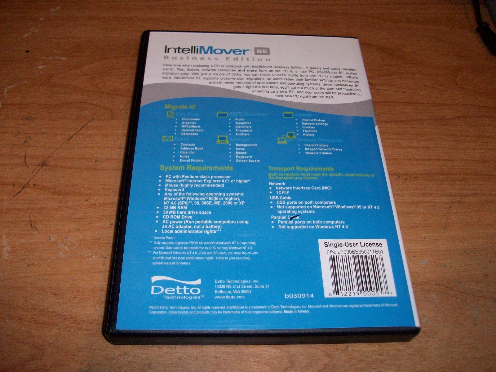 IntelliMover Business Edition BE Smart About PC Migration CD ROM Older Version