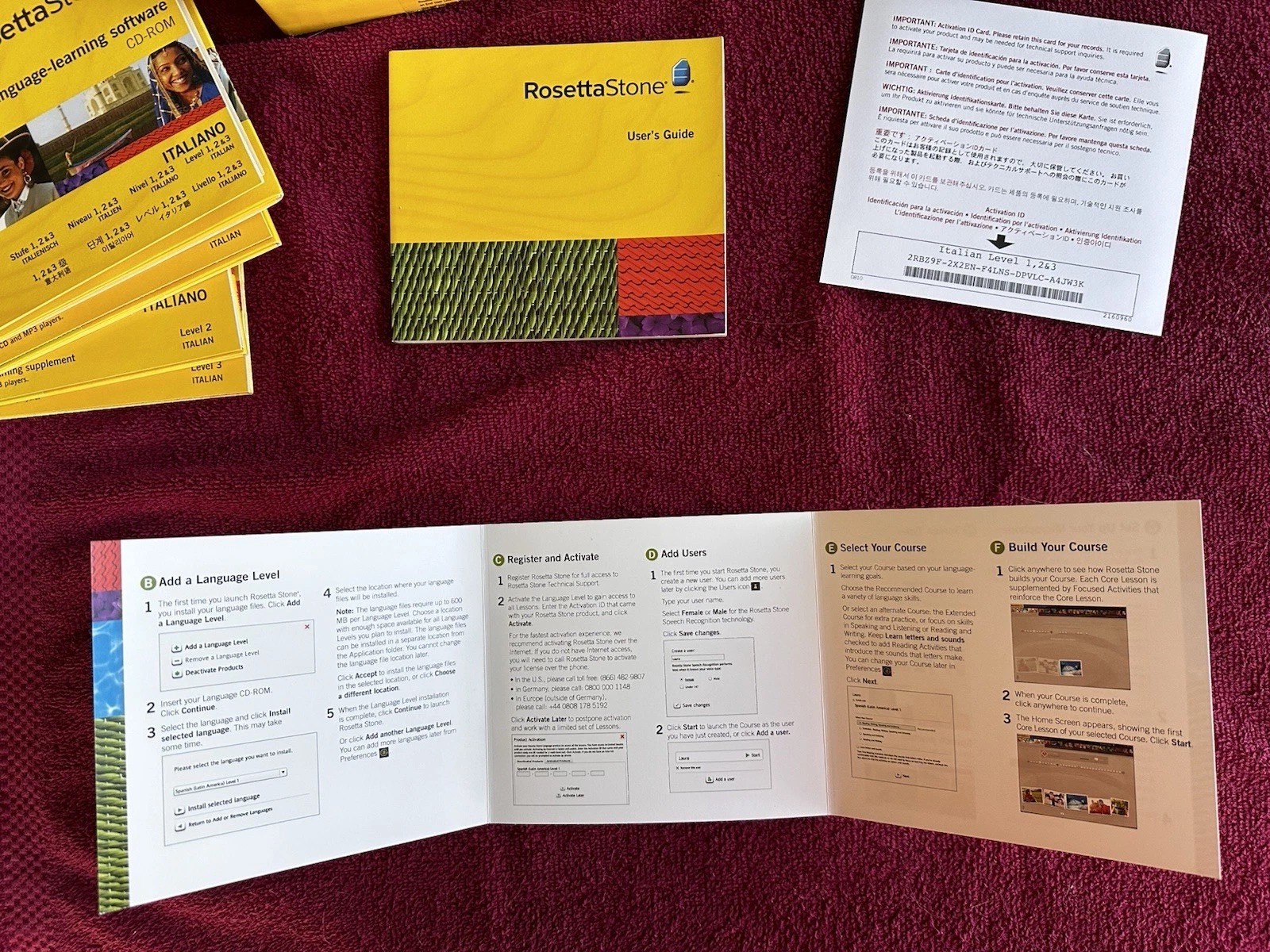 Rosetta Stone Italian Version 3 Level 1 2 3 Italiano Language CD Set Never Used