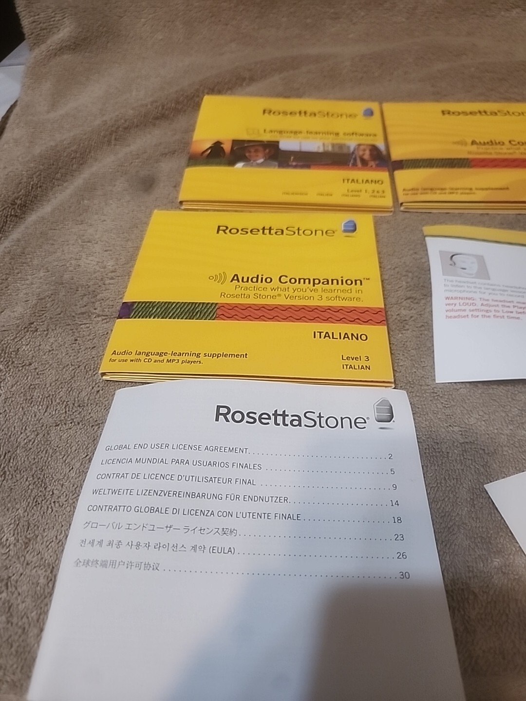 Rosetta Stone Italian Level 1-3 Version PC Language Learning Discs 2010