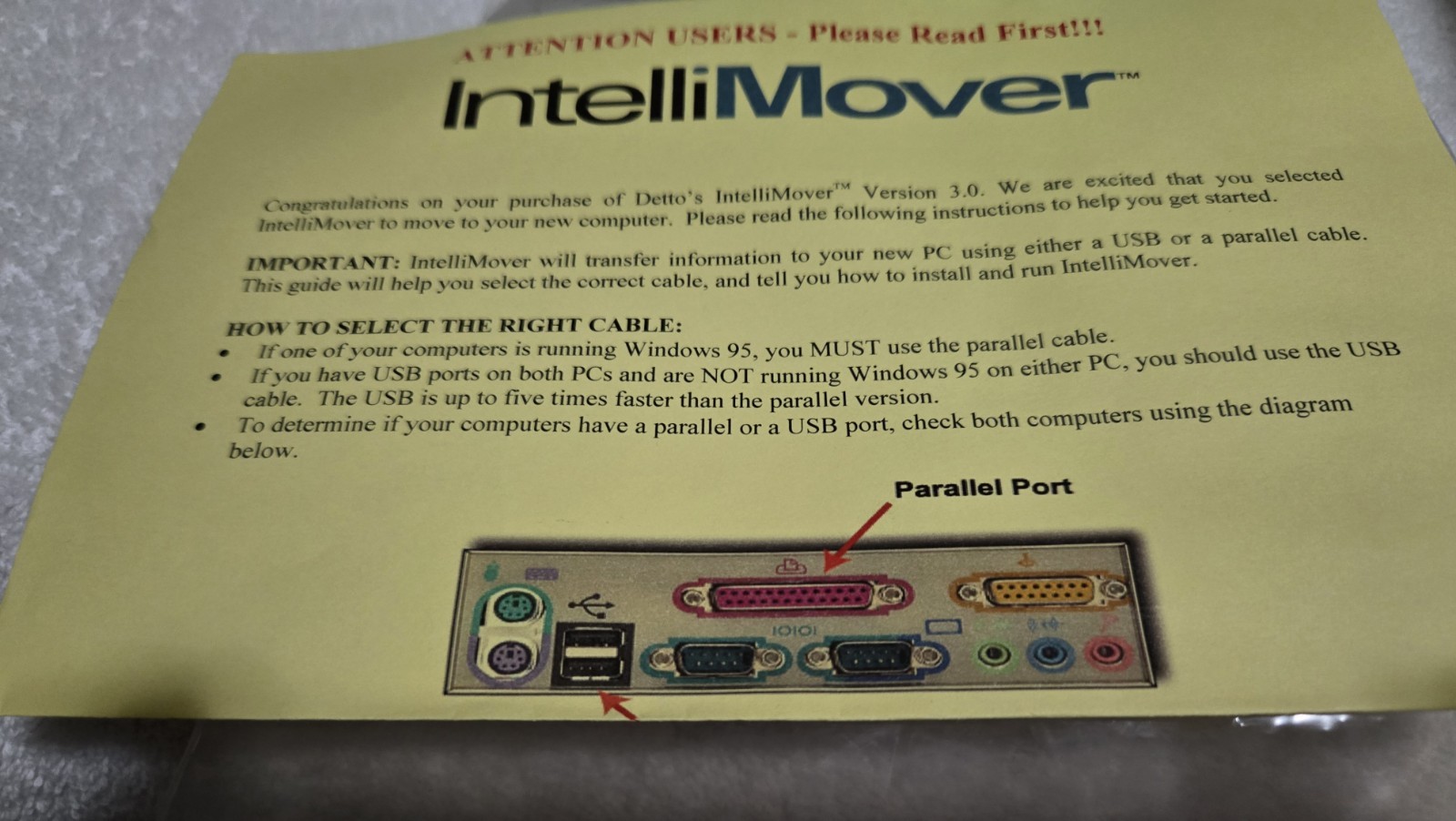 INTELLIMOVER V3.0 by Detto -PC Data Transfer Kit-USB or Parallel File Transfer