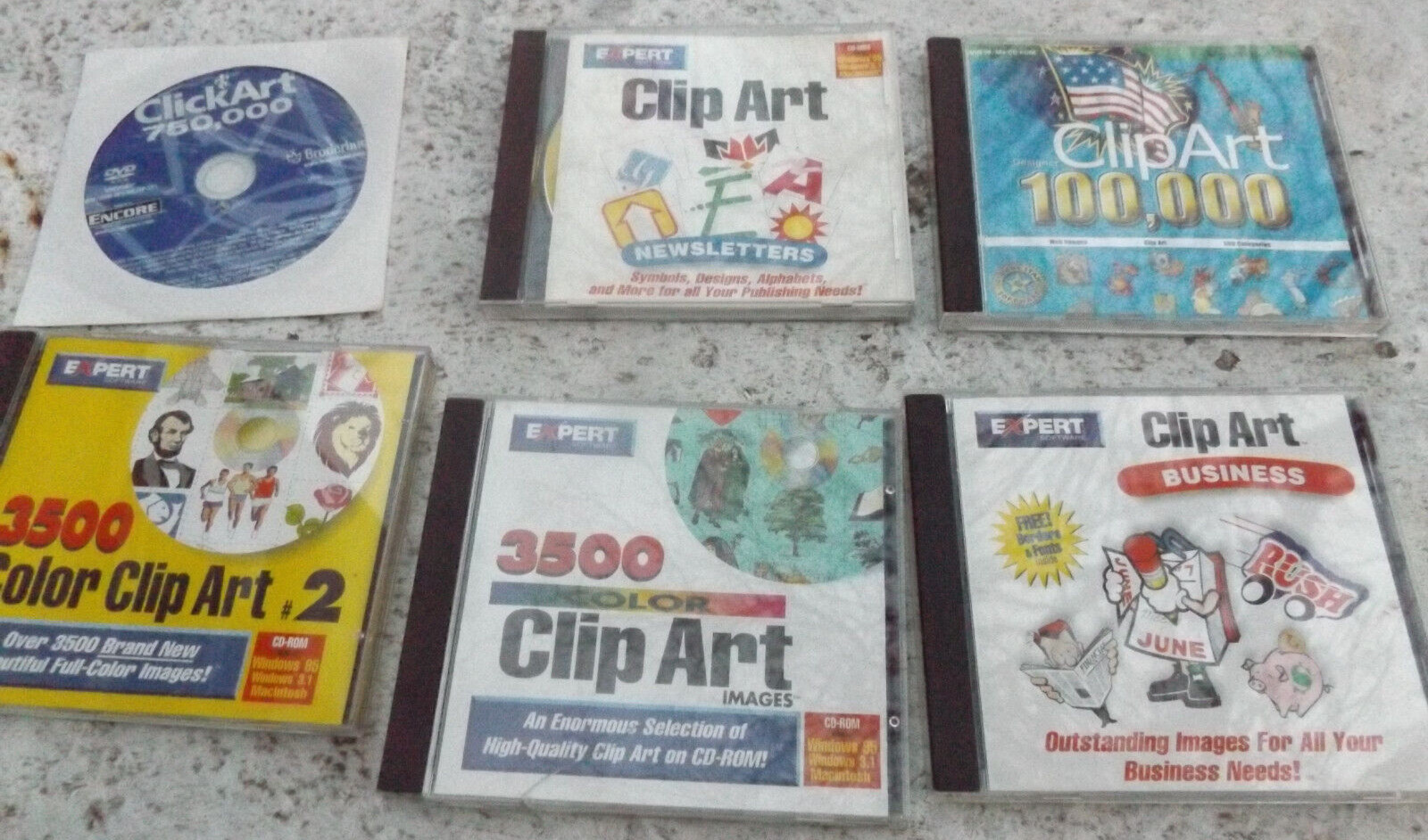 Lot Of 6 Color Clip Art CDs: Expert Software & Designer ClipArt & Broderbund CD