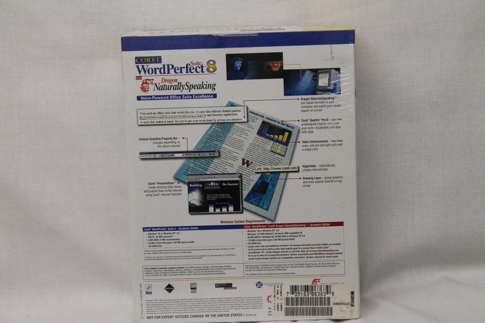 Corel Word Perfect Suite 8 With Dragon Naturally Speaking Academic Edition