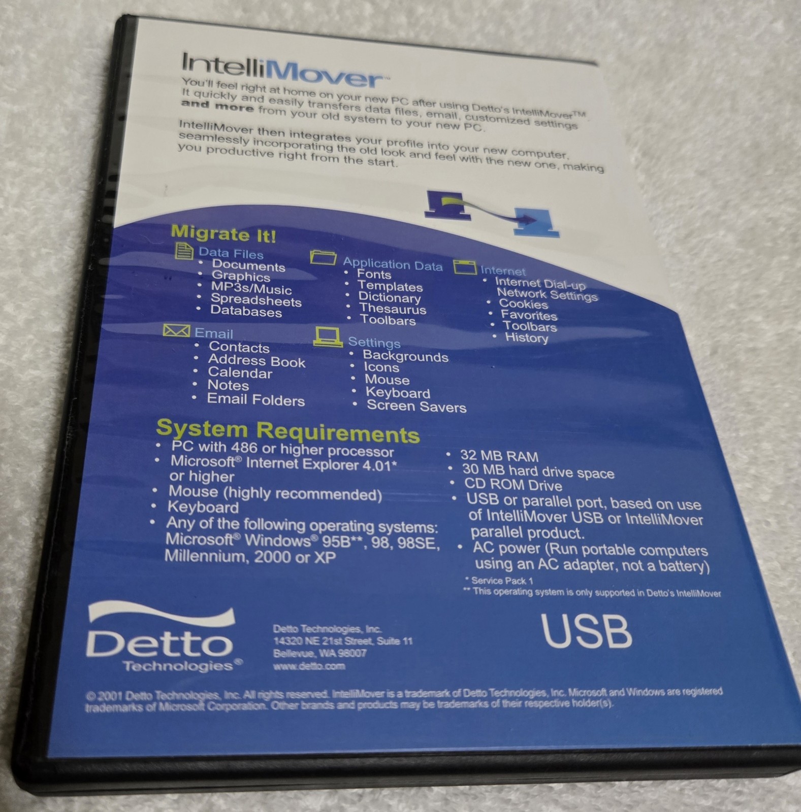INTELLIMOVER V3.0 by Detto -PC Data Transfer Kit-USB or Parallel File Transfer