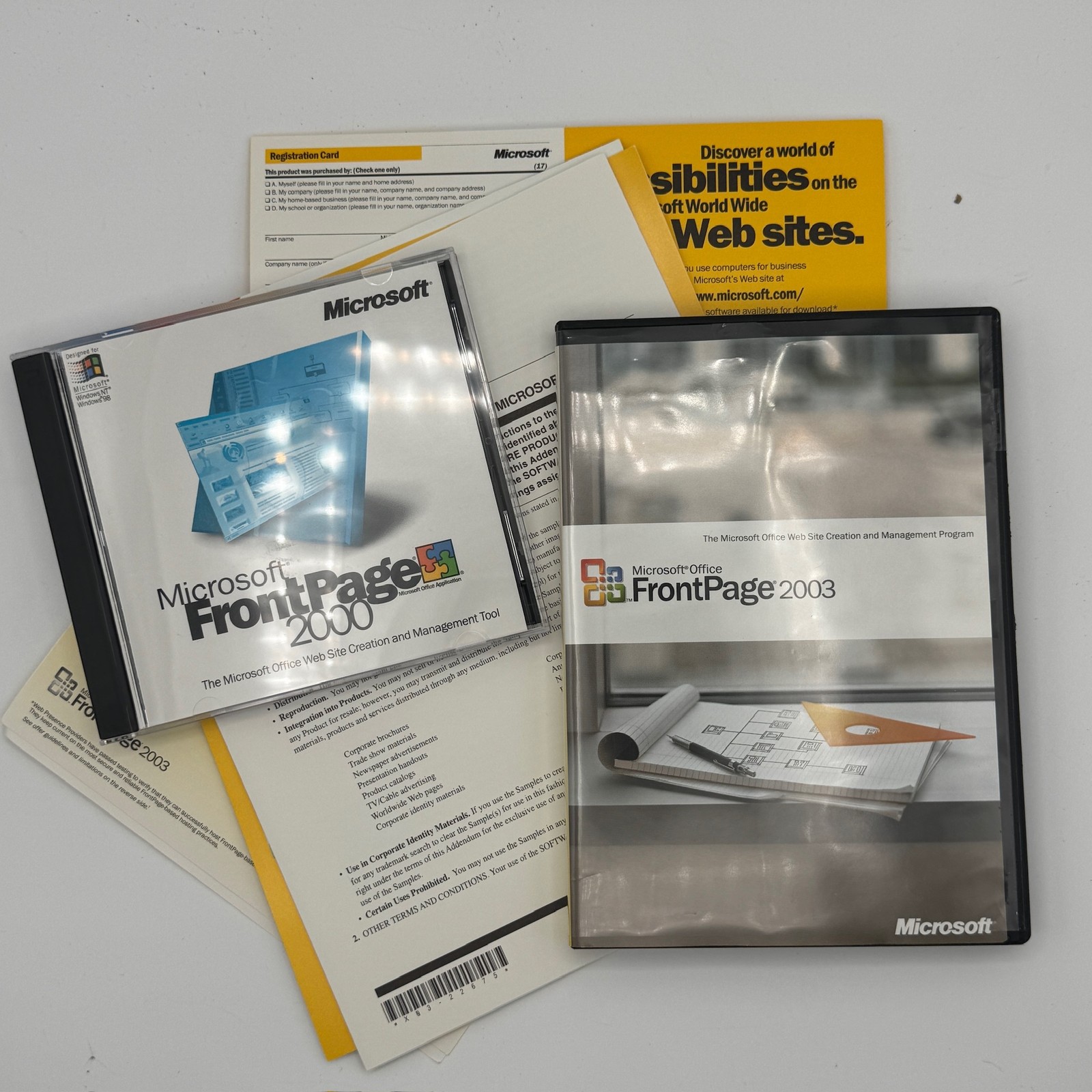 Vintage Microsoft FrontPage 2003 2000 Upgrade Web Design Software Windows XP CD