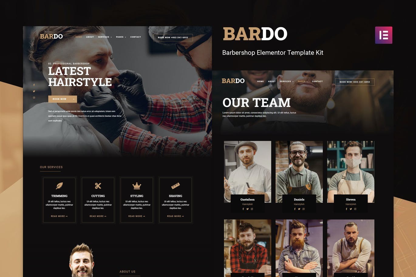 Barbershop & Men’s Salon Theme – WordPress Elementor Template Kit