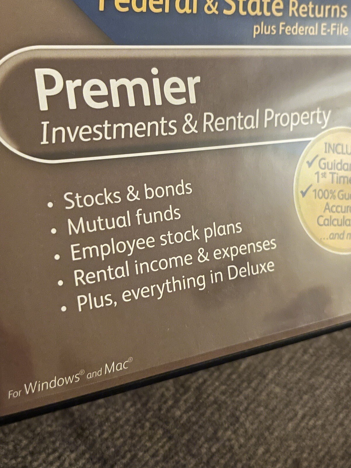 TurboTax 2010 Premier Federal State Investments Rental Property Windows Mac