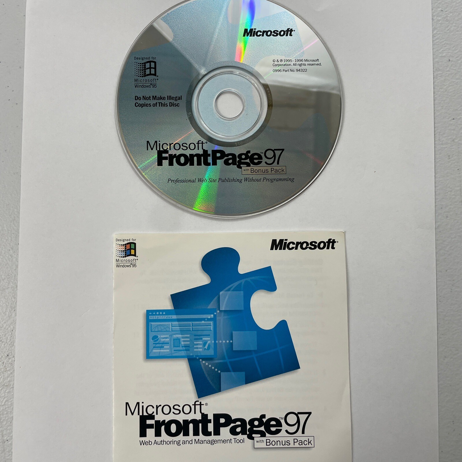 Vintage Microsoft FrontPage 98 – No Case – GC