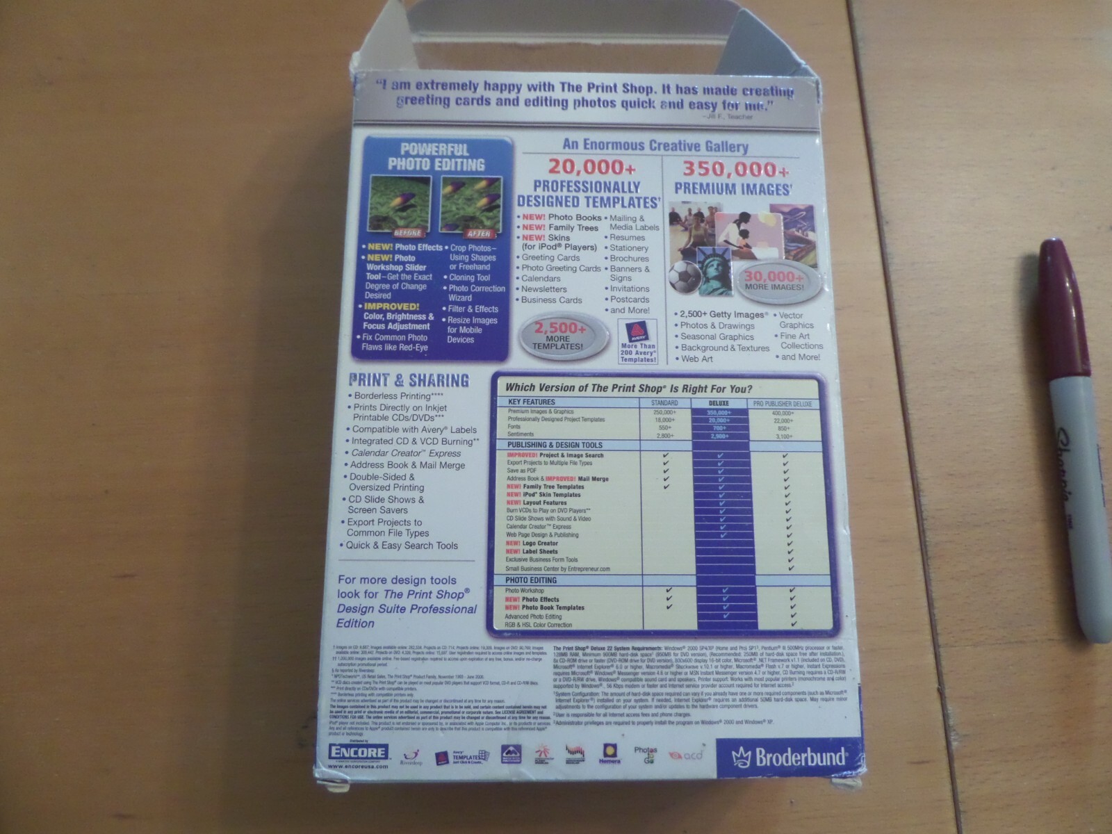 Print Shop Deluxe Version 22 + 348 Page Manual & Box 4 CD Set Win 2000/XP