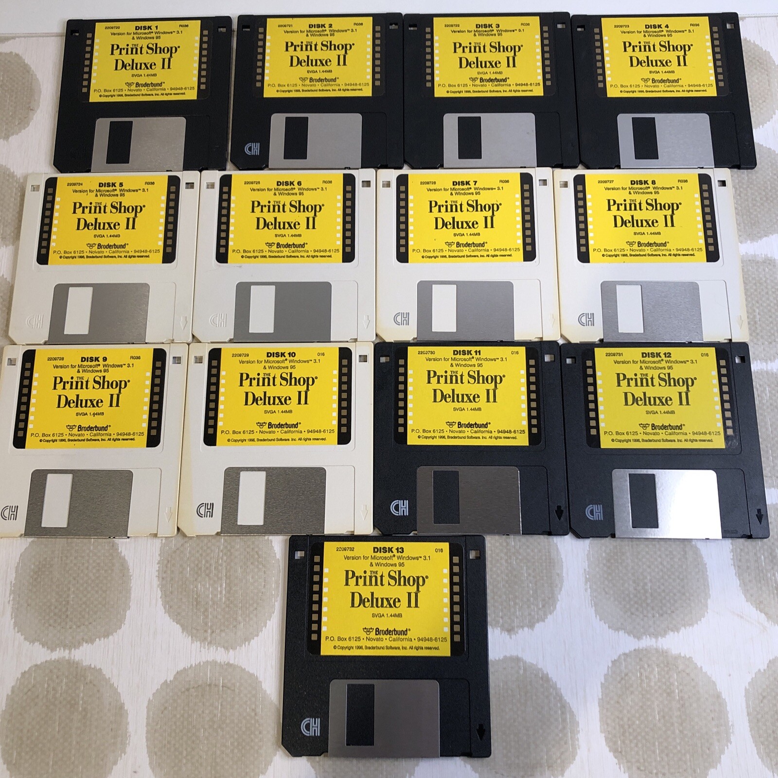13 Print Shop Deluxe II 3.5″ Floppy Discs Broderbund Windows 1996 Vintage