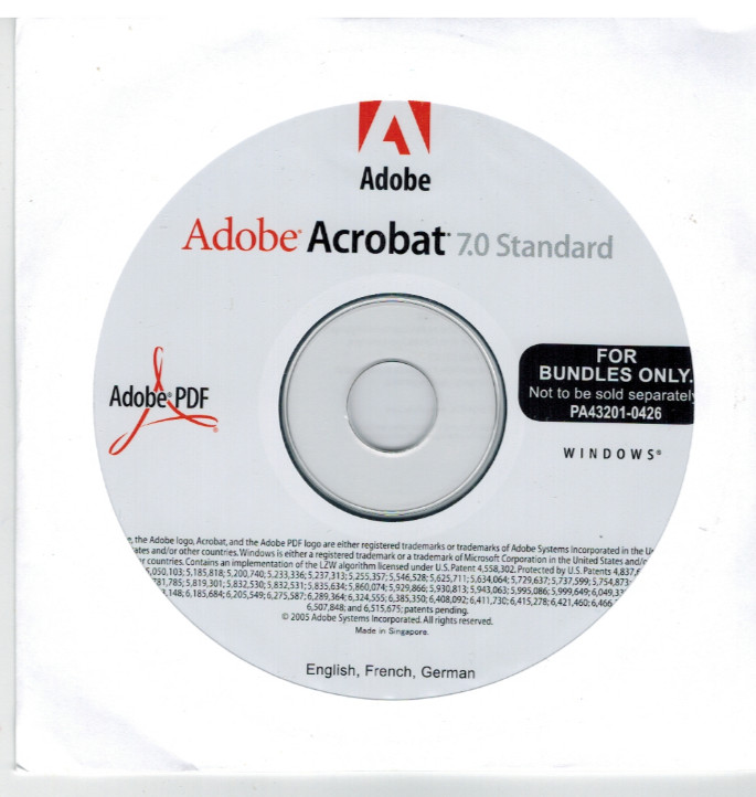 Adobe Acrobat 7.0 Standard for Windows CD-ROM w Install Key Serial Number (2005)